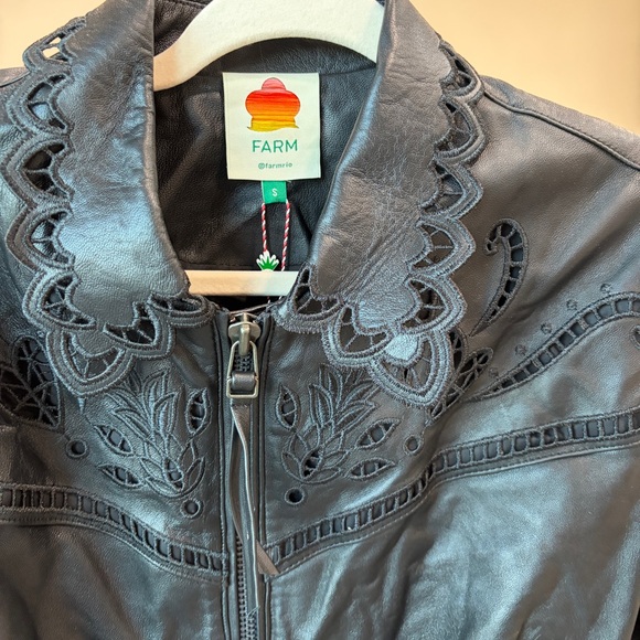 Farm Rio Richelieu Leather Bomber Jacket - Picture 13 of 16